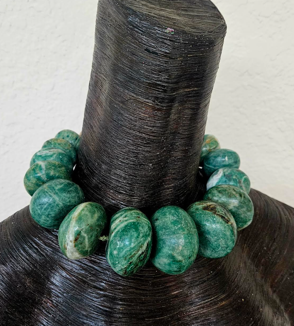 Guatemalita Jade Oversized Rondelle Statement Choker, Bold Chunky H