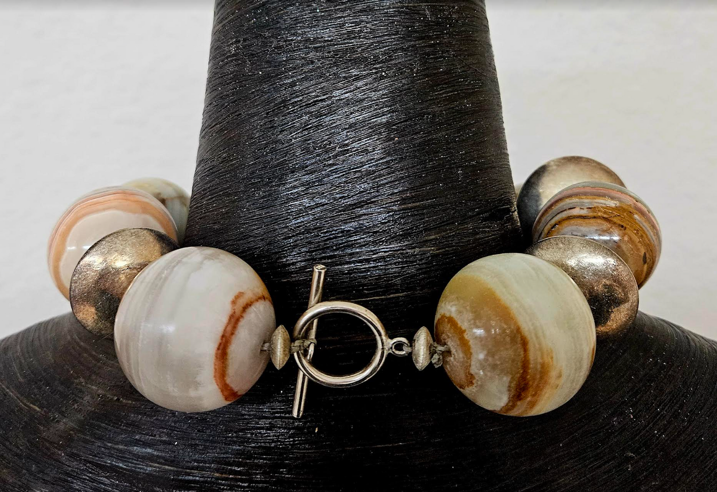 Massive Earth Tone Agate Jasper Gemstone Statement Choker, Bold Chu