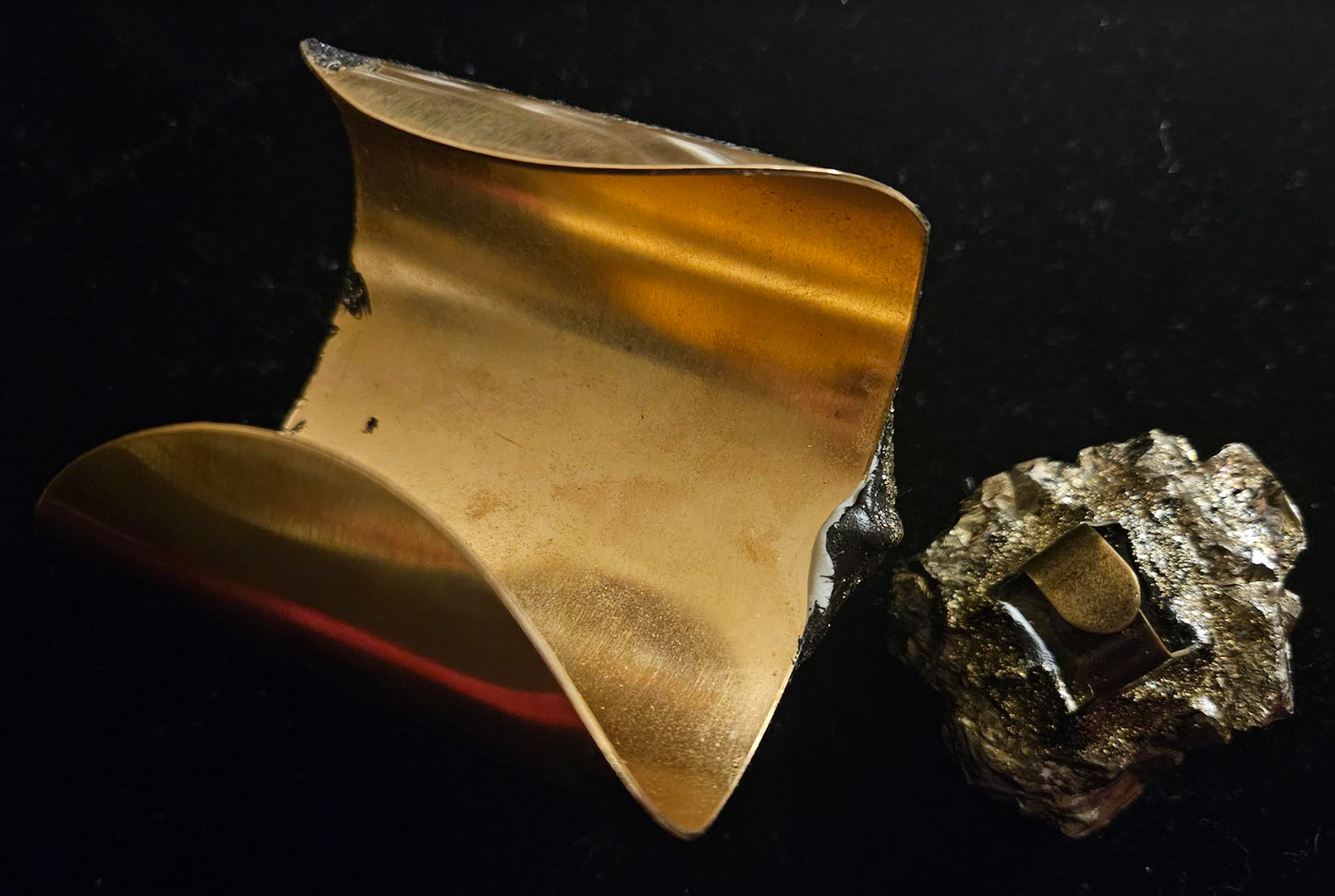 Rough Pyrite Unisex Statement Cuff & Adjustable Ring - Fools Gold