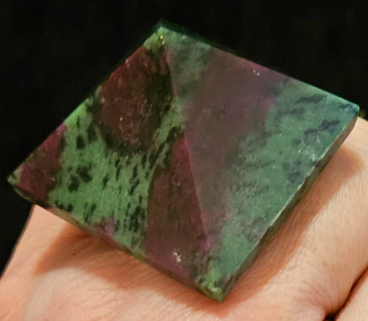 Ruby Zoisite Oversized Statement Cuff & Adjustable Ring Set - OOAK