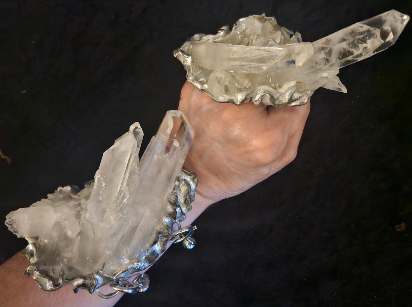 Rough Quartz Statement Cuff and Ring Set