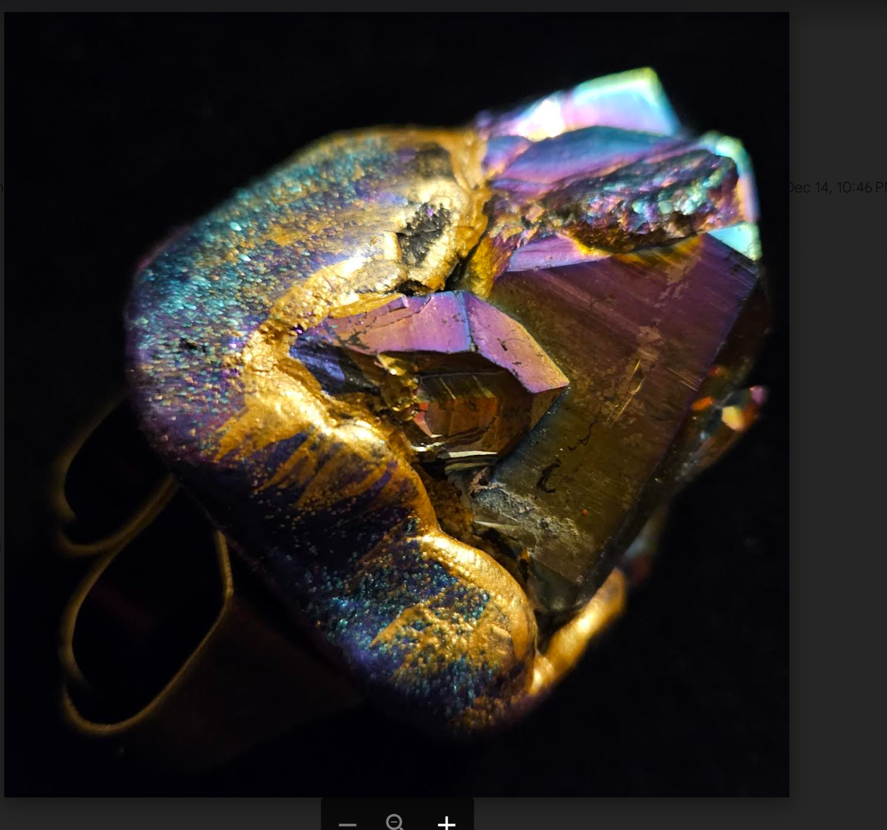 Rough Oversized Titanium Quartz Adjustable Statement Ring - Jeans