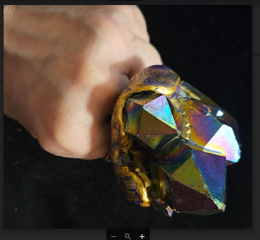 Rough Oversized Titanium Quartz Adjustable Statement Ring - Jeans