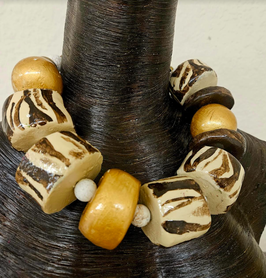 Exotic & Wild Hand Sculpted Oversized Zebra Beaded Statement Neckla