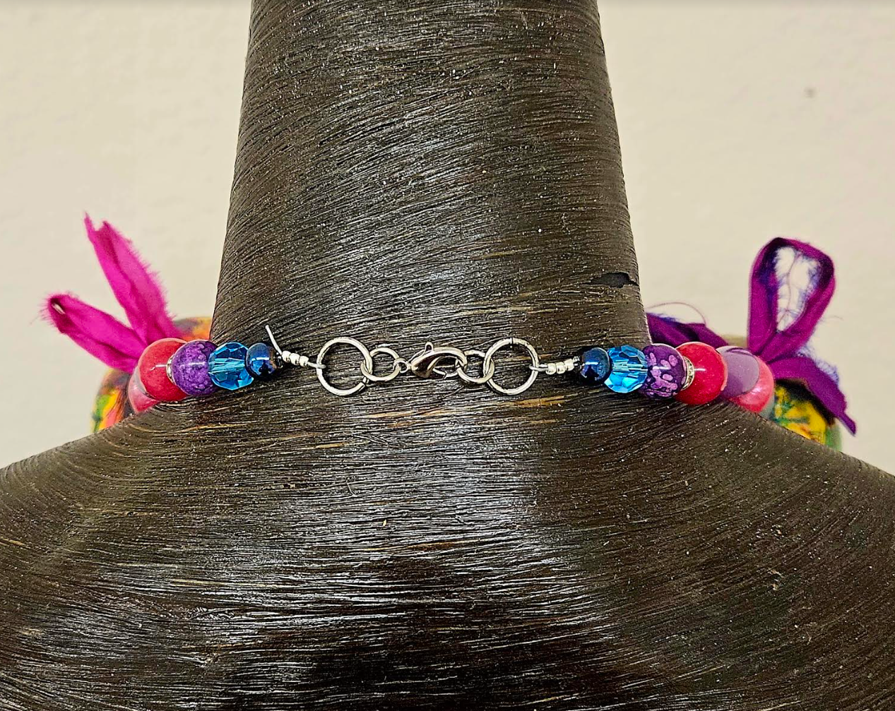 Whimsical Oversized Lighweight Alcohol Ink & Sari Silk Ribbon Luxury N