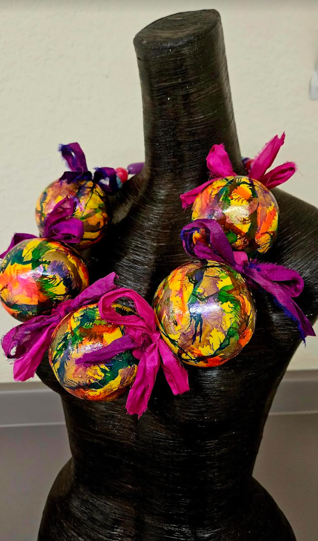 Whimsical Oversized Lighweight Alcohol Ink & Sari Silk Ribbon Luxury N