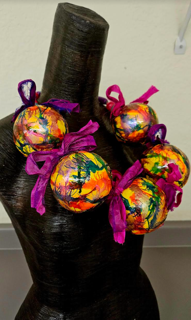 Whimsical Oversized Lighweight Alcohol Ink & Sari Silk Ribbon Luxury N
