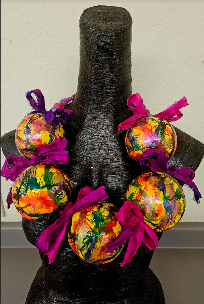 Whimsical Oversized Lighweight Alcohol Ink & Sari Silk Ribbon Luxury N