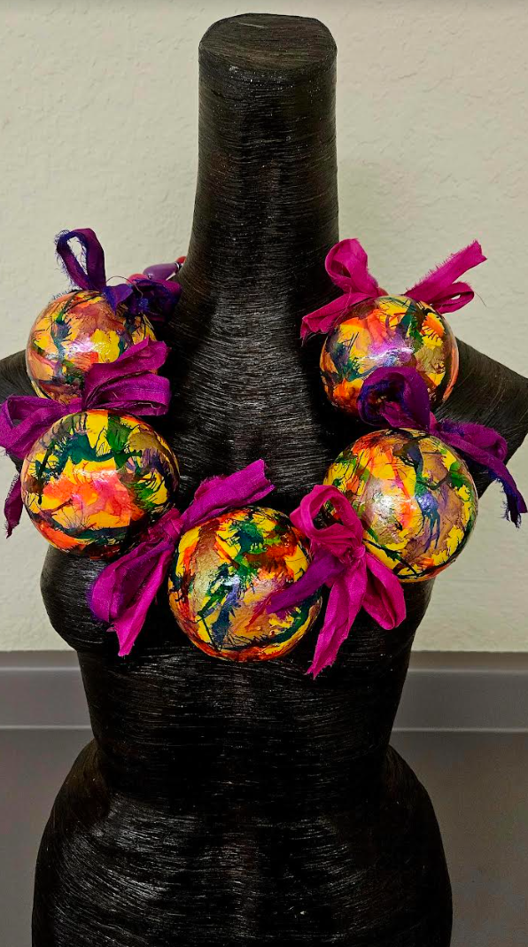 Whimsical Oversized Lighweight Alcohol Ink & Sari Silk Ribbon Luxury N