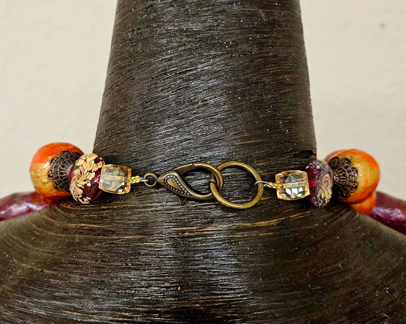 Garnet & Gold Avant Garde Hand Sculpted Wearable Art Chest Piece, P