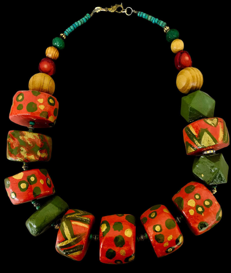 Hand Sculpted Abstract Beaded Bib Necklace