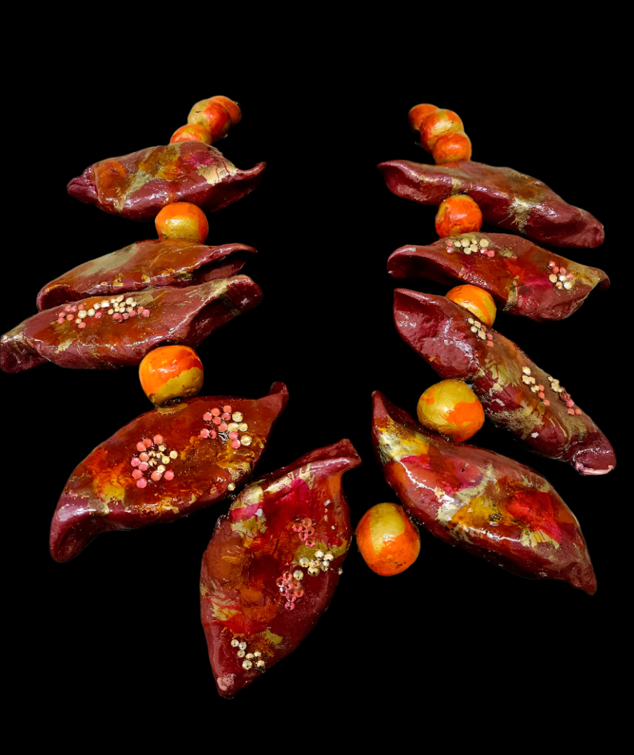 Garnet & Gold Avant Garde Hand Sculpted Wearable Art Chest Piece, P