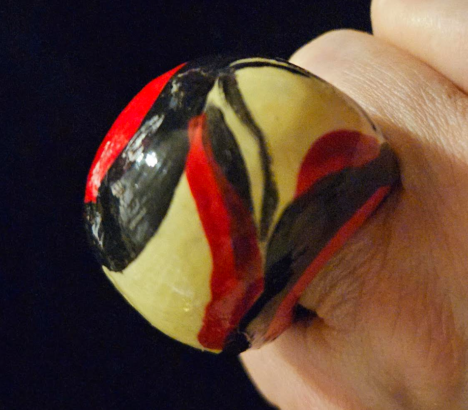 Sculpted Abstract Zebra Print Dome Statement Ring, OOAK Artisan Coc