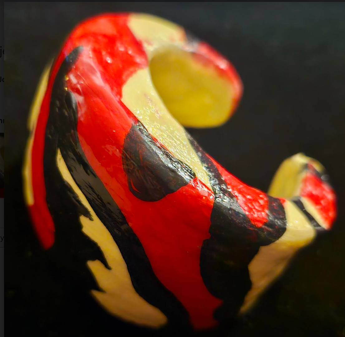 Hand Sculpted Wide Abstract Zebra Print Statement Cuff, Oversized R