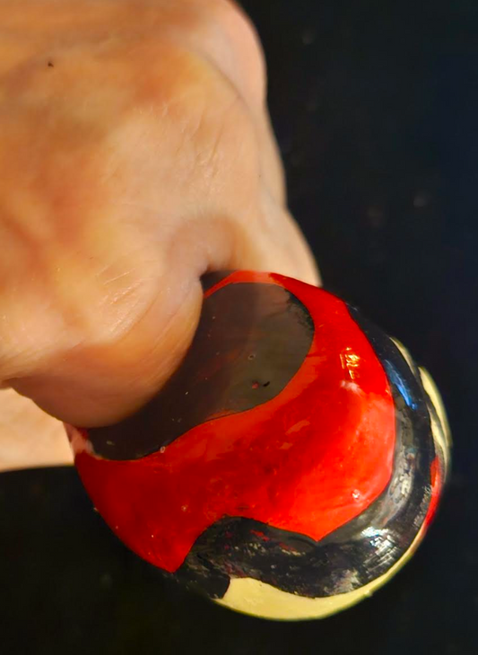 Sculpted Abstract Zebra Print Dome Statement Ring, OOAK Artisan Coc