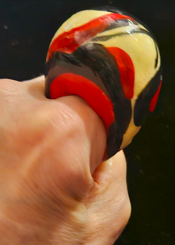 Sculpted Abstract Zebra Print Dome Statement Ring, OOAK Artisan Coc