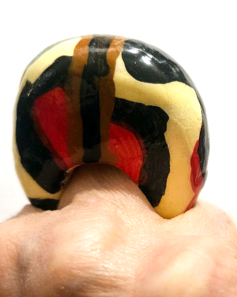 Sculpted Dome Abstract Statement Ring for Women Size 7.5, Funky Art