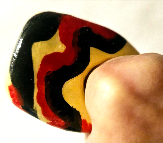 Red Black & Ivory Hand Sculpted Abstract Dome Statement Ring