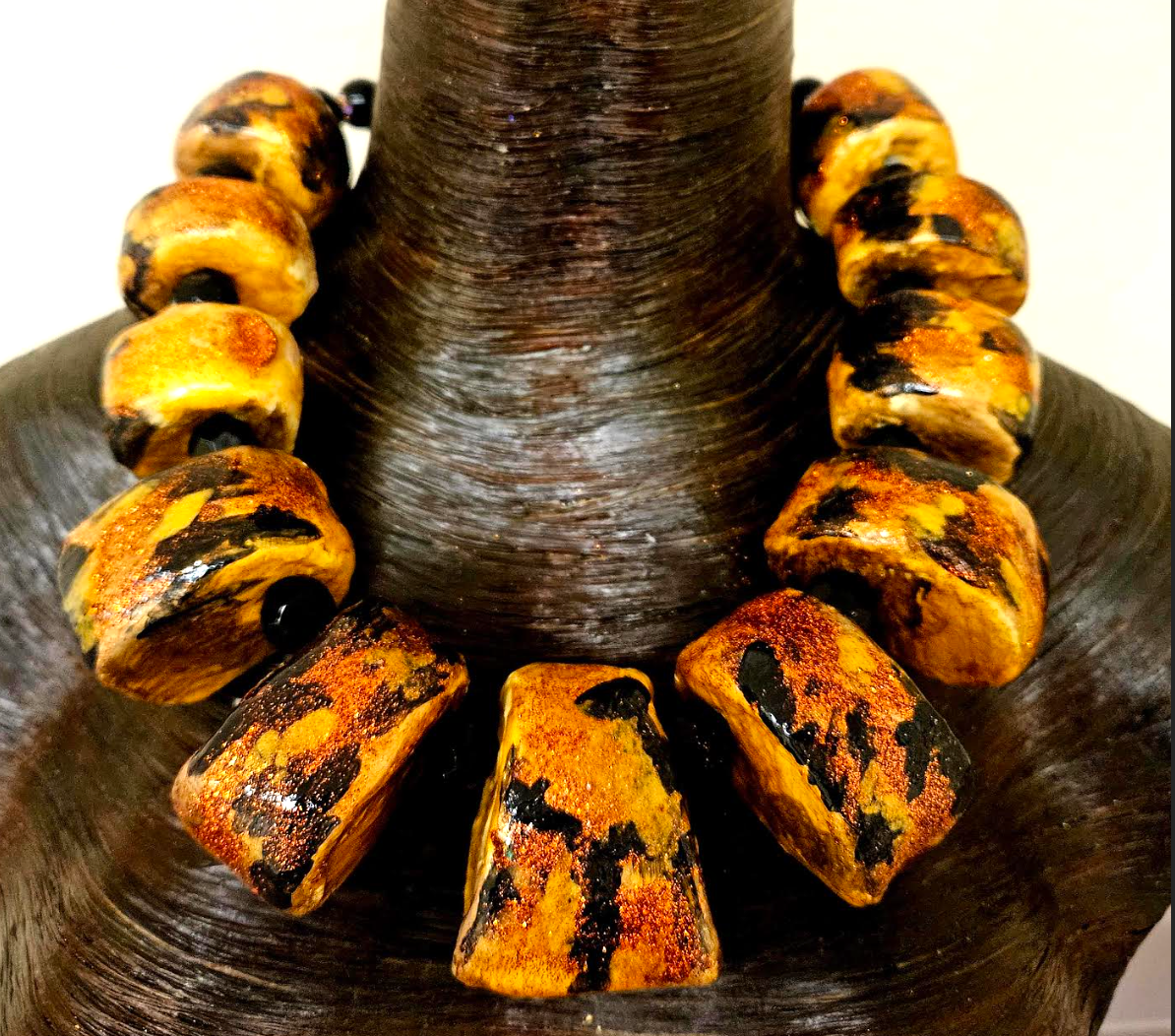 Wild & Exotic Oversized Sculpted Beaded Statement Luxury Necklace, Iri
