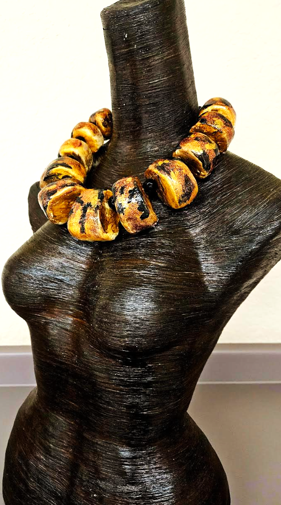 Wild & Exotic Oversized Sculpted Beaded Statement Luxury Necklace, Iri