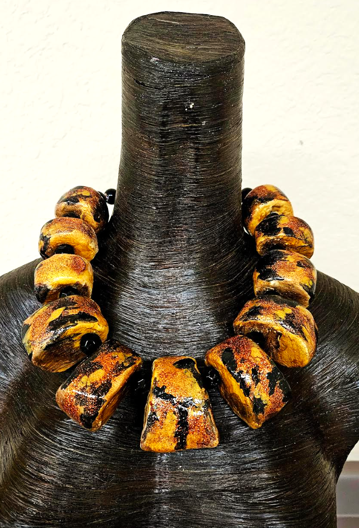 Wild & Exotic Oversized Sculpted Beaded Statement Luxury Necklace, Iri