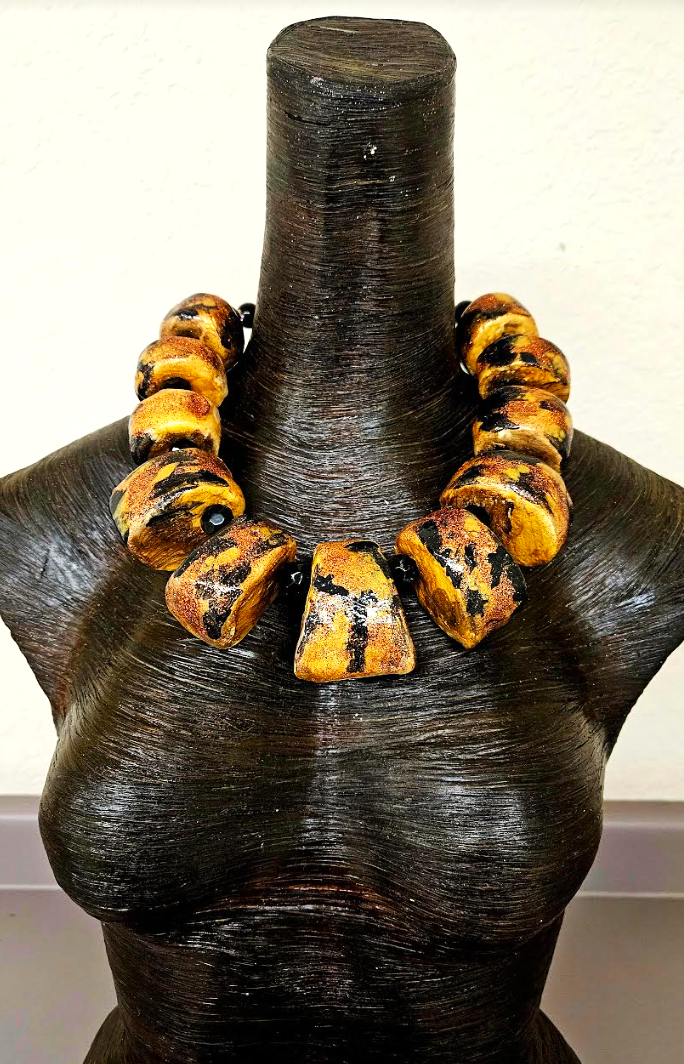 Wild & Exotic Oversized Sculpted Beaded Statement Luxury Necklace, Iri
