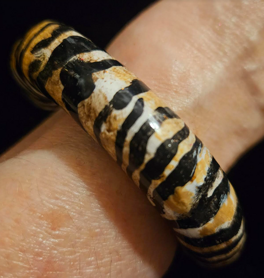 Druid Style Zebra Print Hand Sculpted Statement Cuff, Exotic Animal