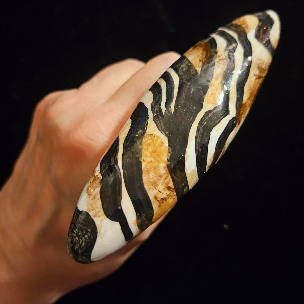 Massive Abstract Zebra Sculpted Hand Ring, Oversized Animal Print S