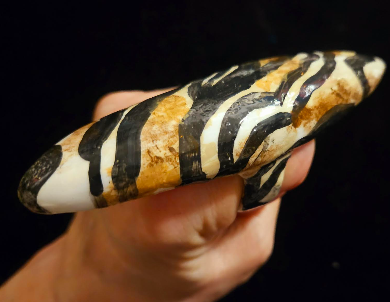 Massive Abstract Zebra Sculpted Hand Ring, Oversized Animal Print S