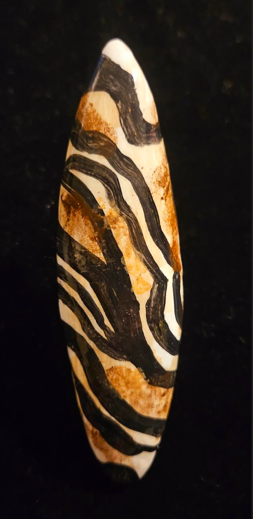 Massive Abstract Zebra Sculpted Hand Ring, Oversized Animal Print S