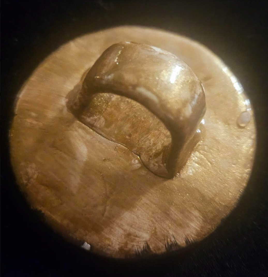 Bronze & Black Zebra Print Oversized Button Statement Ring