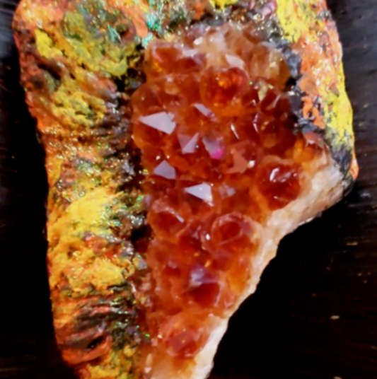 Rough Citrine Sculpted Gemstone Pendant With Bumblebee Jasper Dangle,