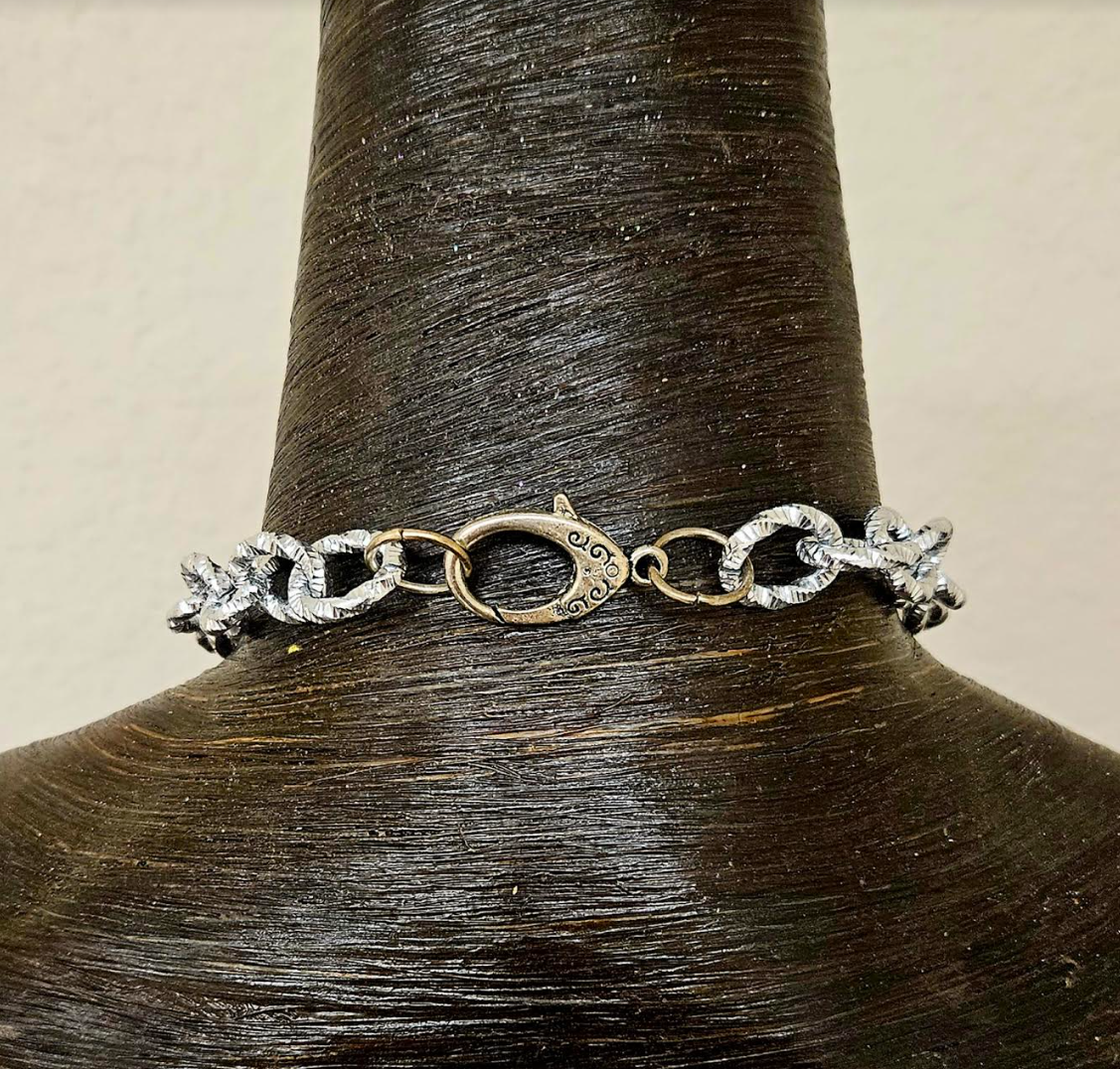 Black & White Agate Rhinestone Oversized Statement Pendant - Chainmail