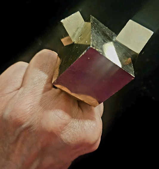 Pyrite Cube Adjustable Unisex Statement Ring - Fools Gold