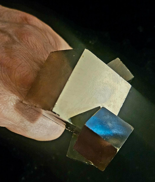 Pyrite Cube Adjustable Unisex Statement Ring - Fools Gold