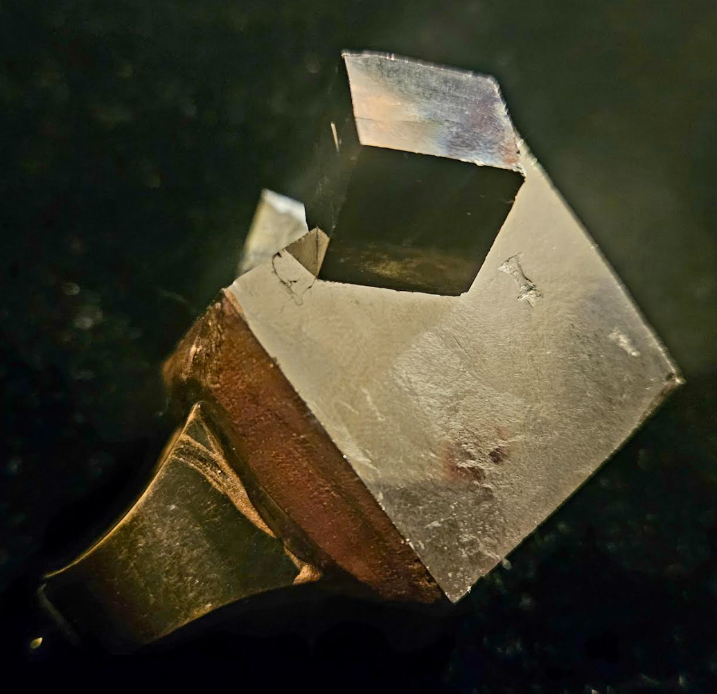 Pyrite Cube Adjustable Unisex Statement Ring - Fools Gold