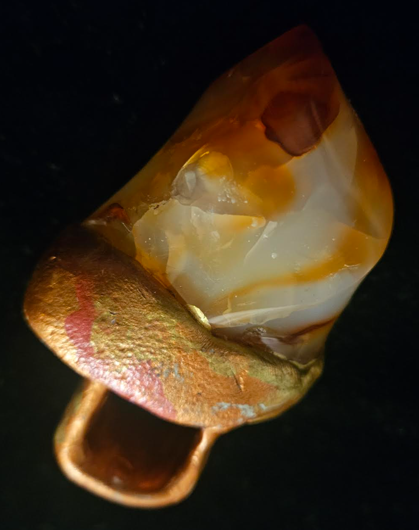 Polished Carnelian Flame Sculpted Oversized Ring - Unisex