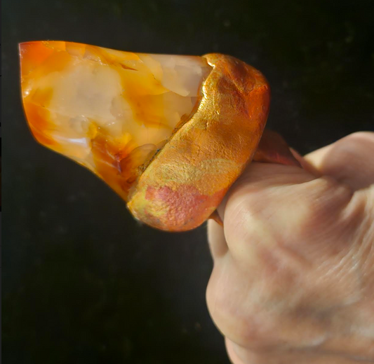 Polished Carnelian Flame Sculpted Oversized Ring - Unisex