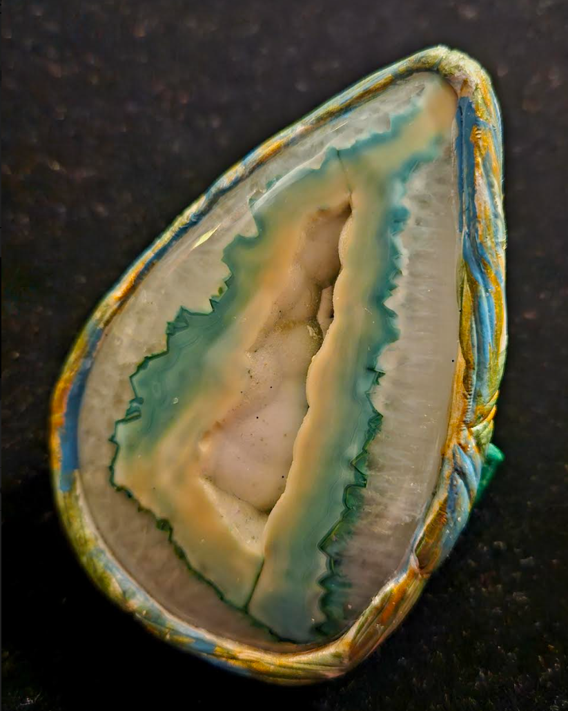 Huge Druzy Teardrop Agate Two or Three Finger Statement Ring, Sculp
