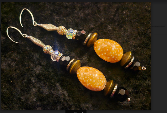 Earth Tone Shoulder Dangle Sterling Silver Pierced Statement Earrings,