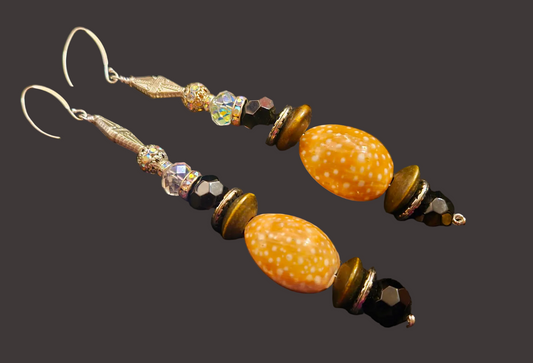 Earthy Shoulder Duster Pierced Statement Earrings with Shells