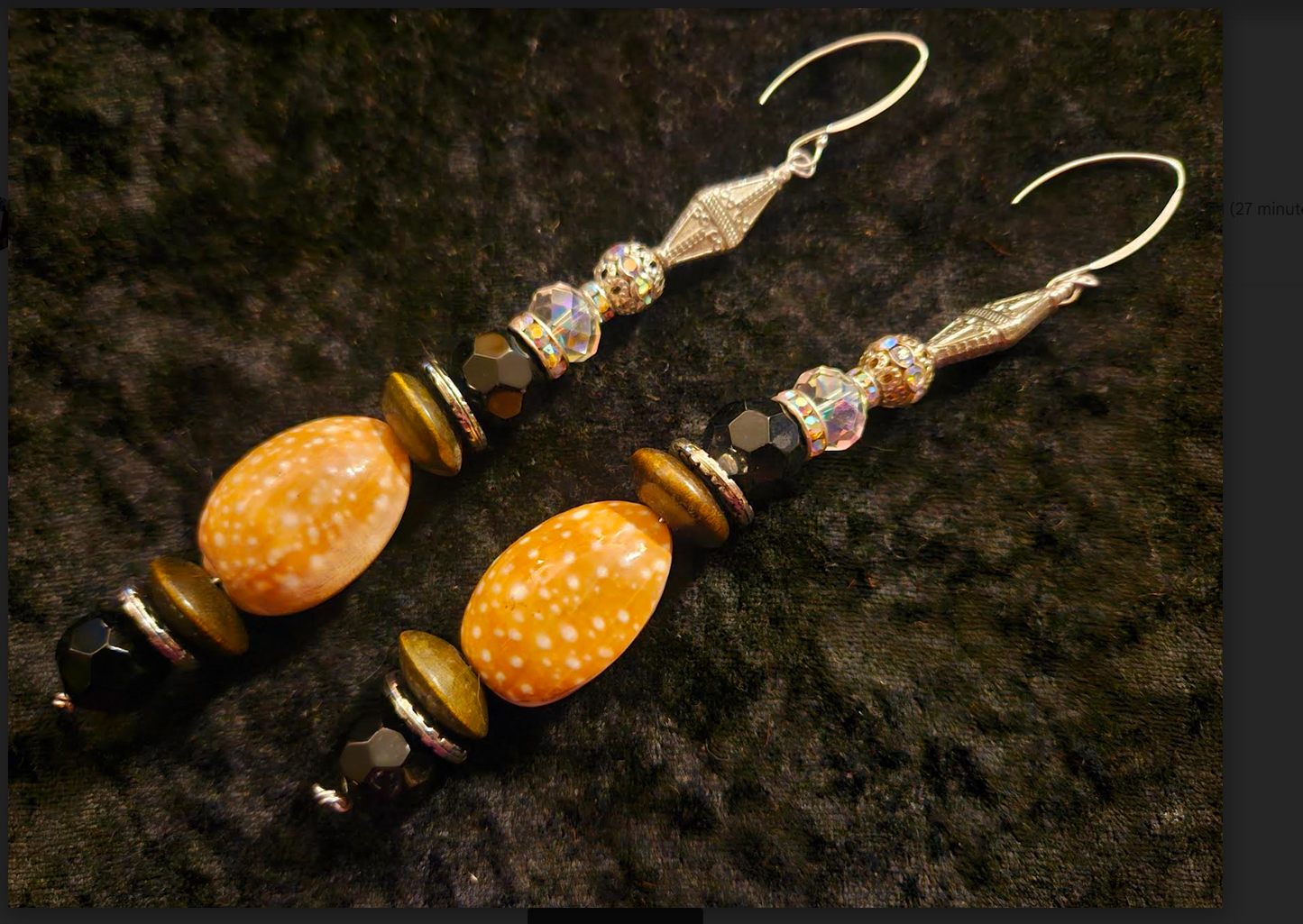 Earth Tone Shoulder Dangle Sterling Silver Pierced Statement Earrings,