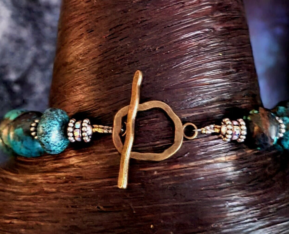 Hubei Turquoise Rondelle Rope Luxury Necklace with Tibetan Brass Repou