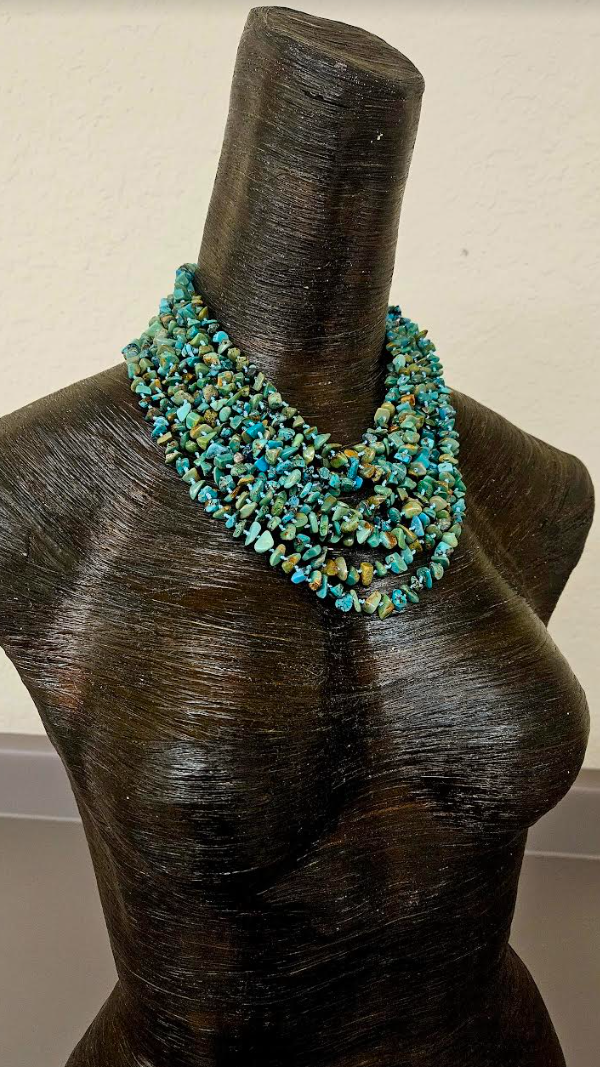 Multi Strand Knotted Turquoise Polished Chip Statement Luxury Necklace