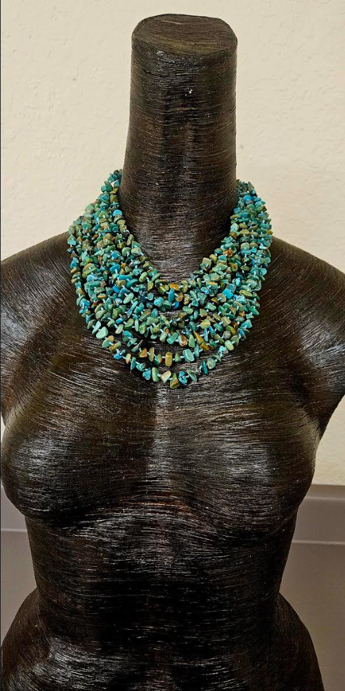 Multi Strand Knotted Turquoise Polished Chip Statement Luxury Necklace
