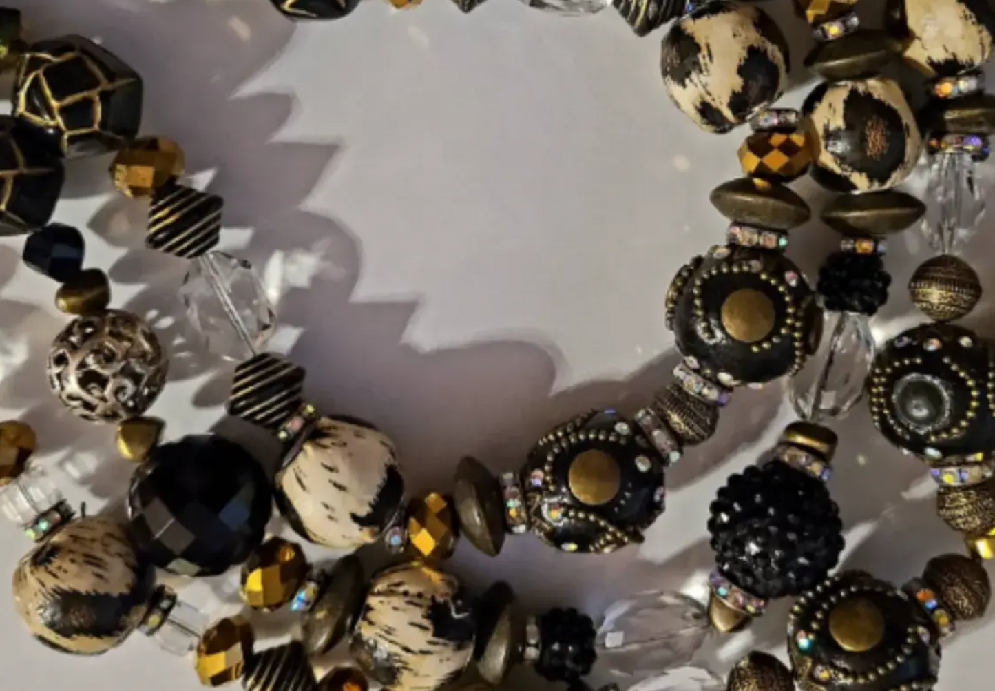 Ammonite Scolecite Quartz Chest Piece & Multi Strand Beaded Necklac