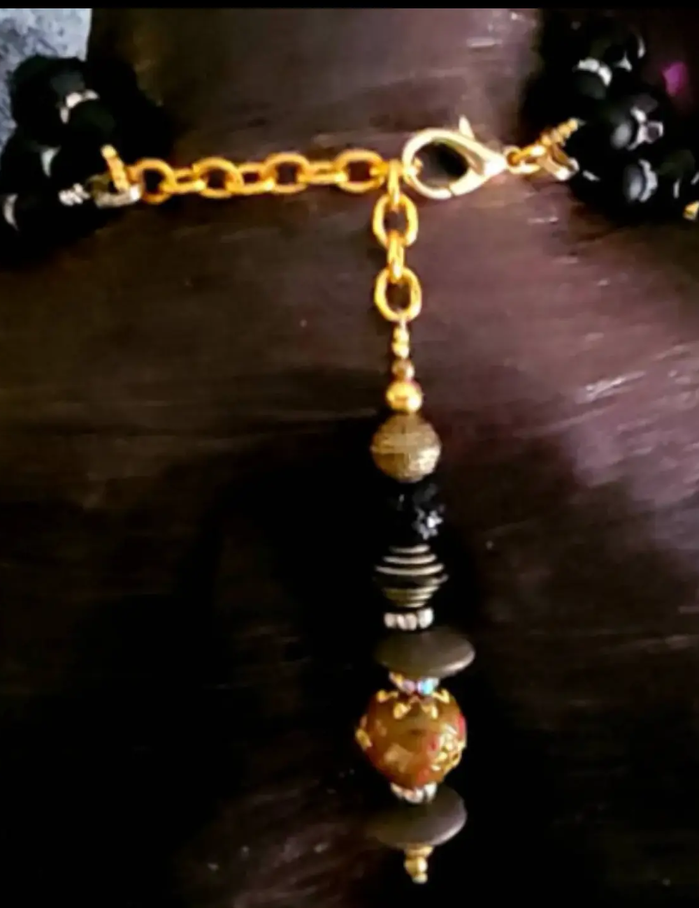 Ammonite & Quartz Chest Piece with Ornate Multi Strand Beaded Necklace