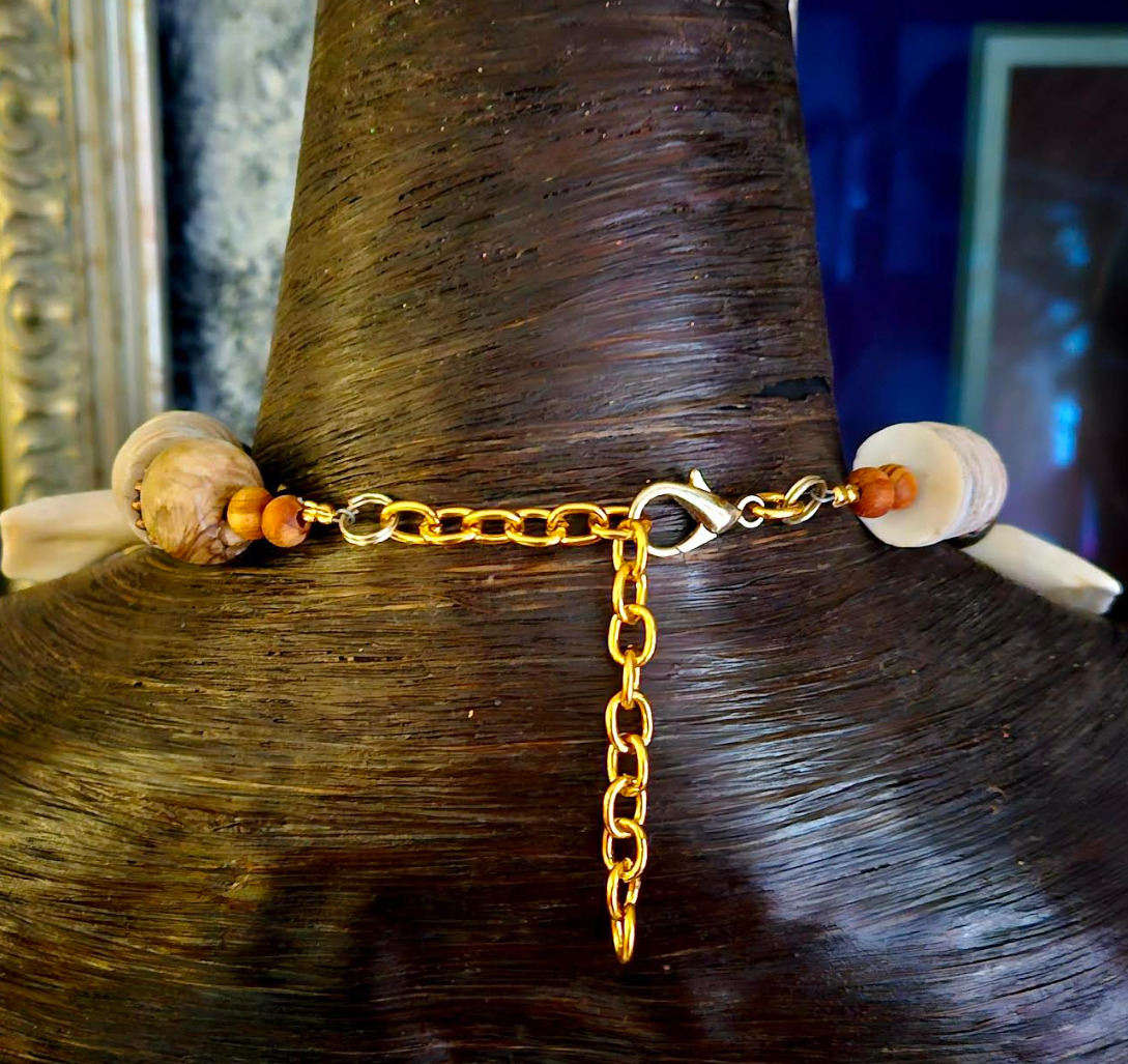 Wild & Exotic Sculpted Antler Incisor Bone and Shell Tribal Unisex Sta
