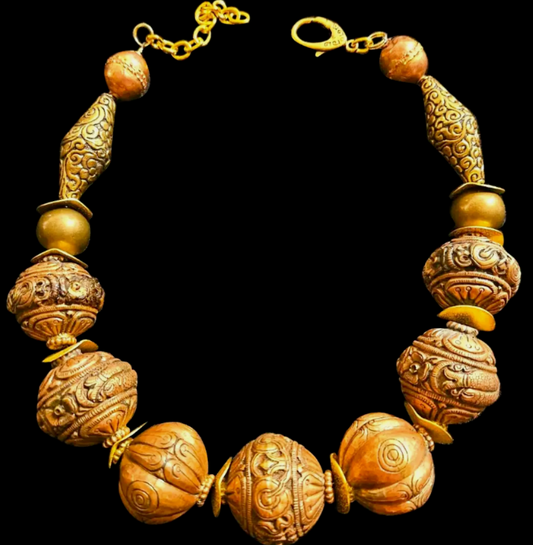 Tibetan Repousse Copper Oversized Beaded Tribal Luxury Necklace