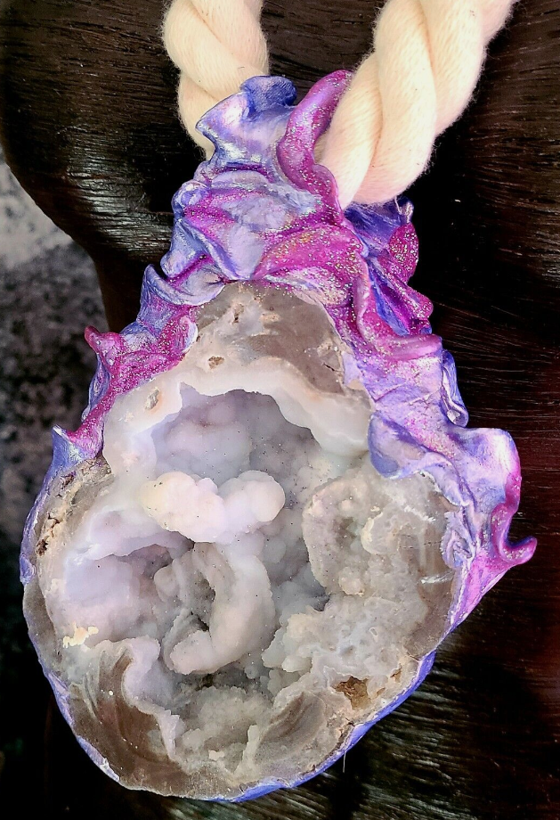 Silver Crystal Geode Amulet - Mens Statement Power Piece
